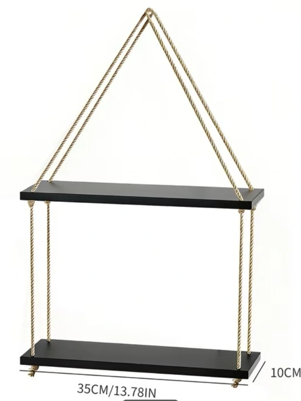 Black and Gold Hanging Wall Shelf - Home Wall Decor